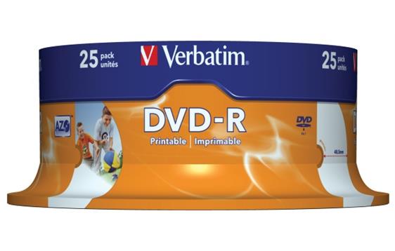 707258  43538 DVD-R VERBATIM 4.7Gb 16X print spin (25) 